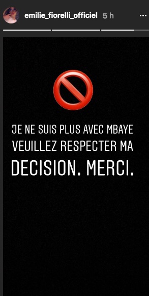 Emilie Fiorelli annonce sa rupture avec M'Baye Niang !