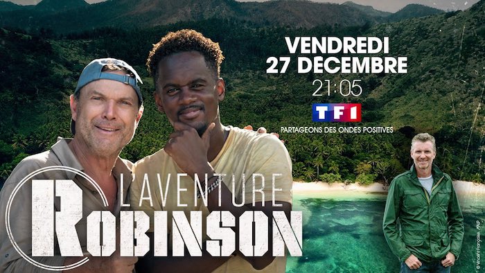 Julien Lepers et Black M dans "L'aventure Robinson" 