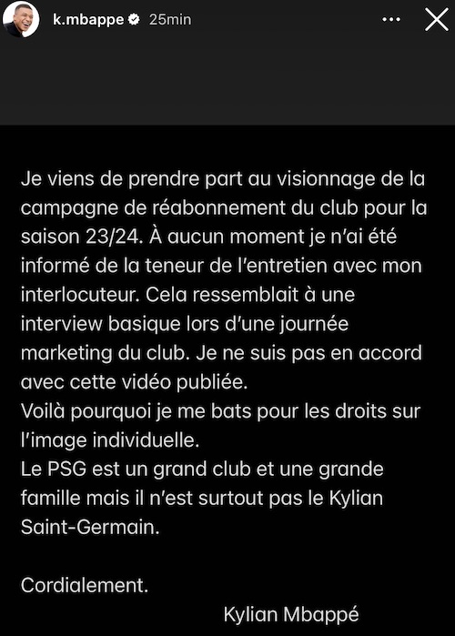 Campagne de réabonnement du PSG : Mbappé en désaccord avec la vidéo publiée par le club !